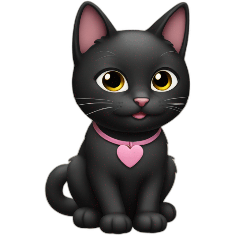 black cat love cute emoji