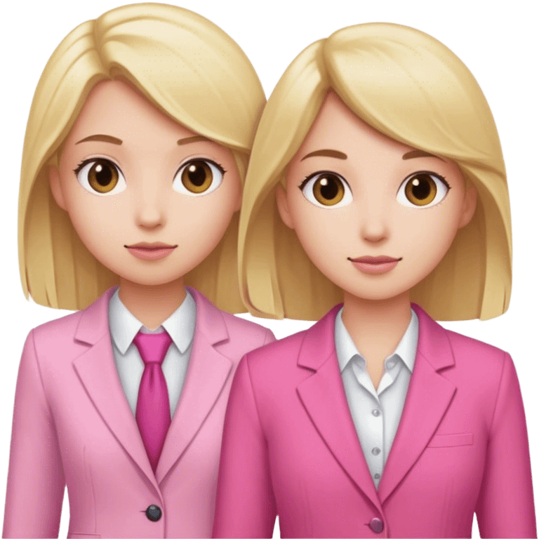 Blond girl pink suit with brune girl pink suit emoji