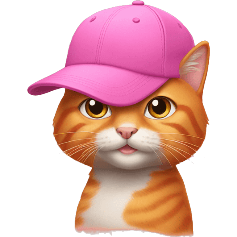 Orange cat wearing pink baseball cap  emoji