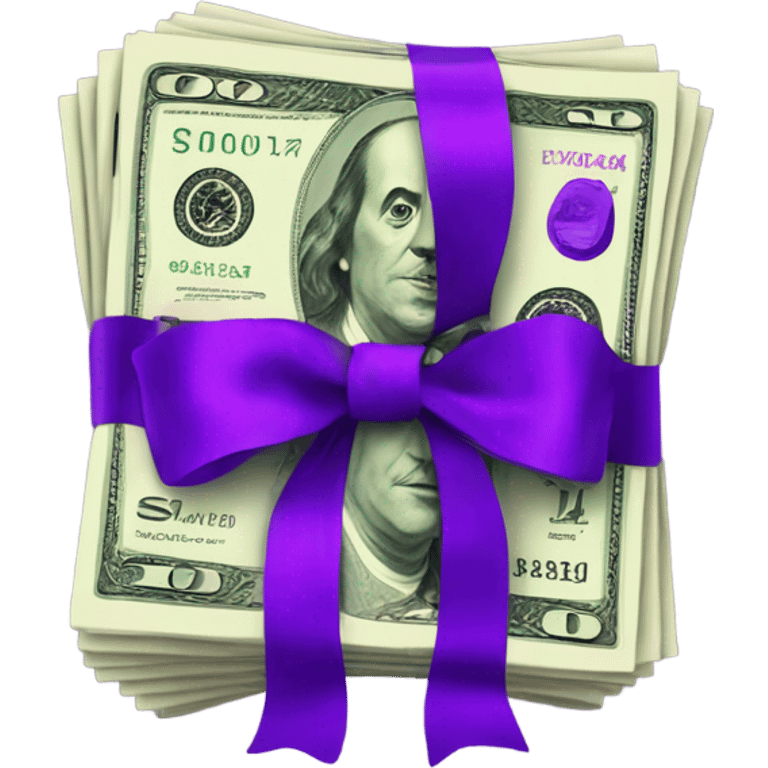 Dollars tied with a purple ribbon emoji