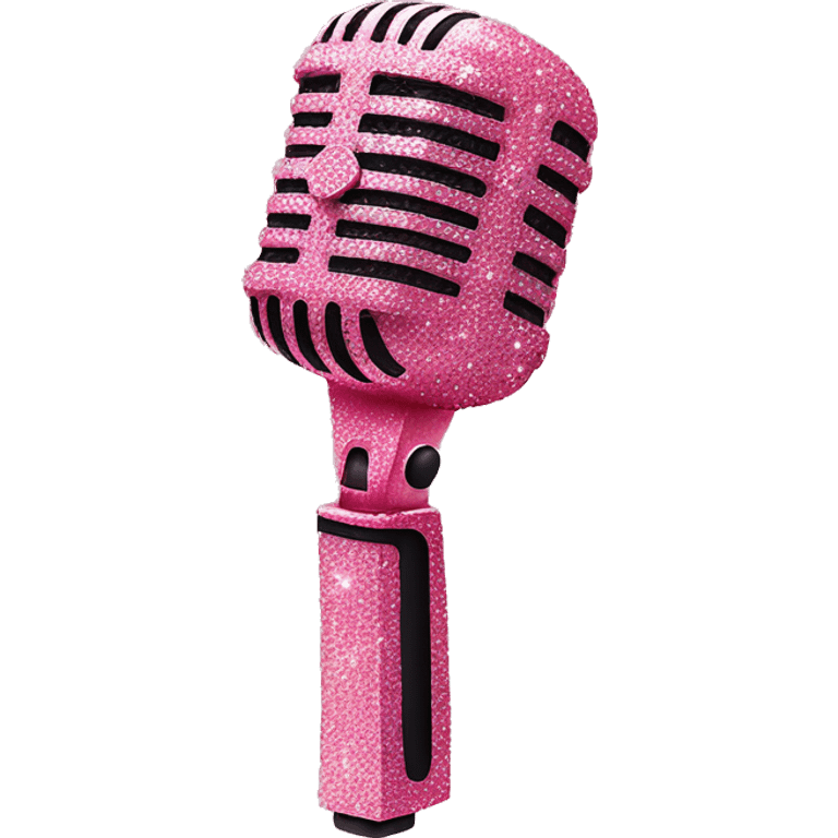 All pink mic with glitter on it  emoji