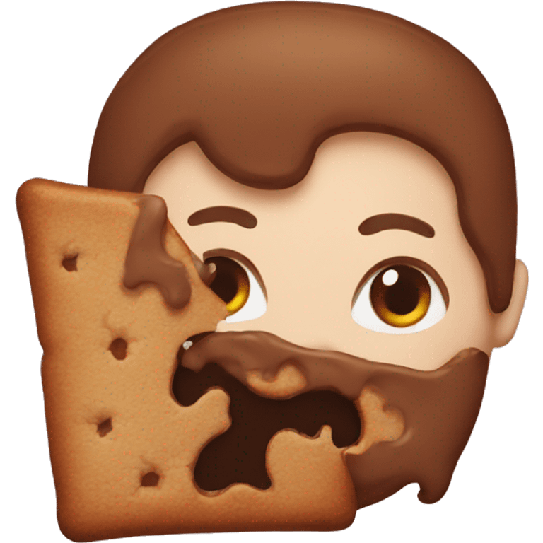 Dark readhead eats gingerbread emoji