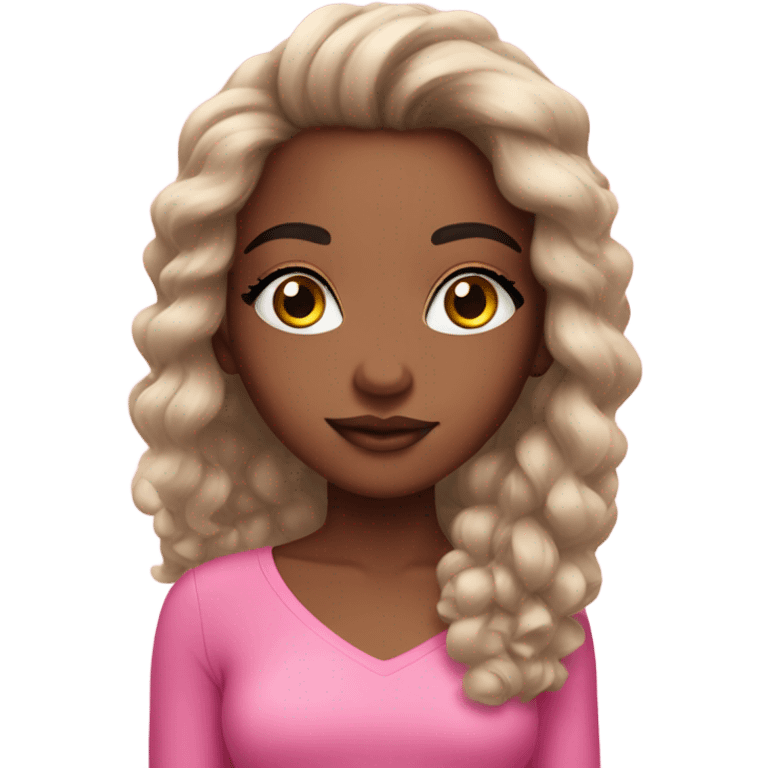 brownskin girl in pink with stunning lashes emoji