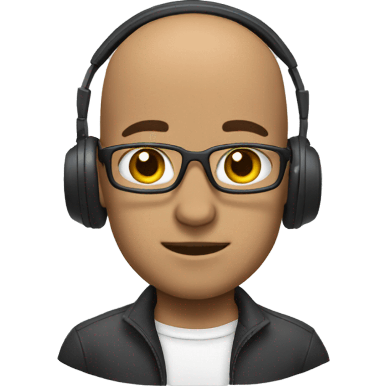 bald Headset wearing headset emoji