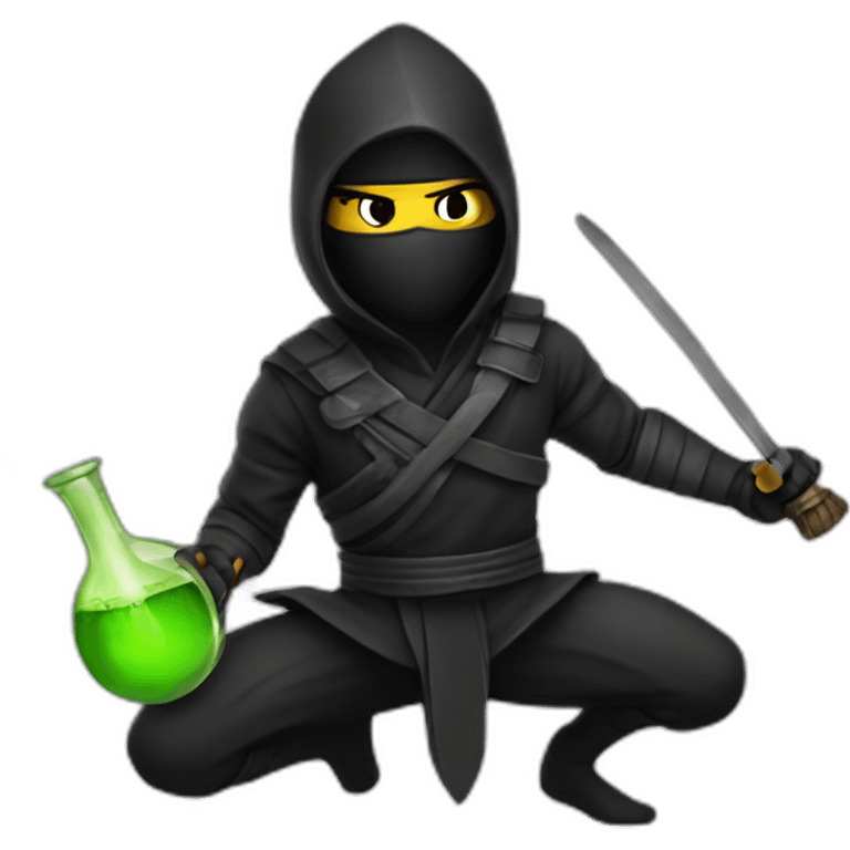 a black ninja making a potion emoji