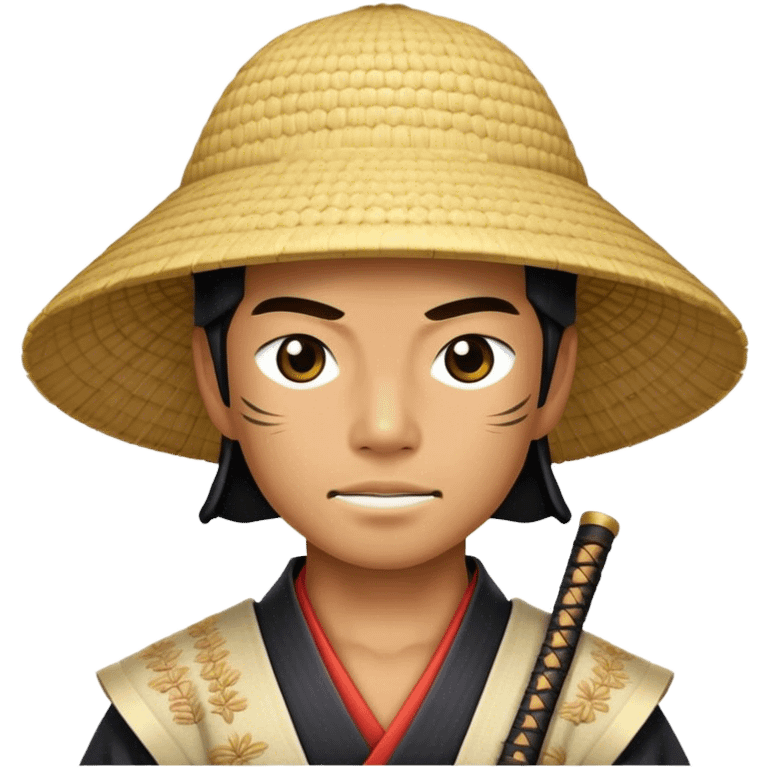 Samurai with a rice hat emoji