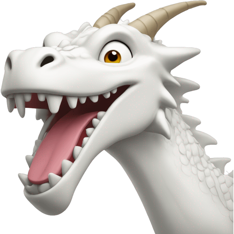 white dragon, apple animoji style, just head, smiling with tongue out emoji