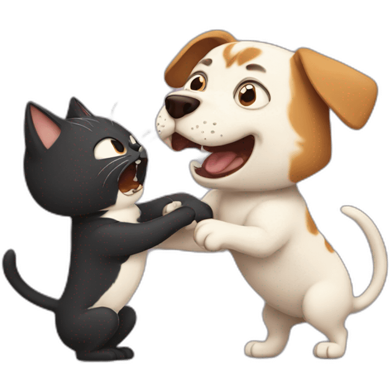 dog fighting a cat emoji