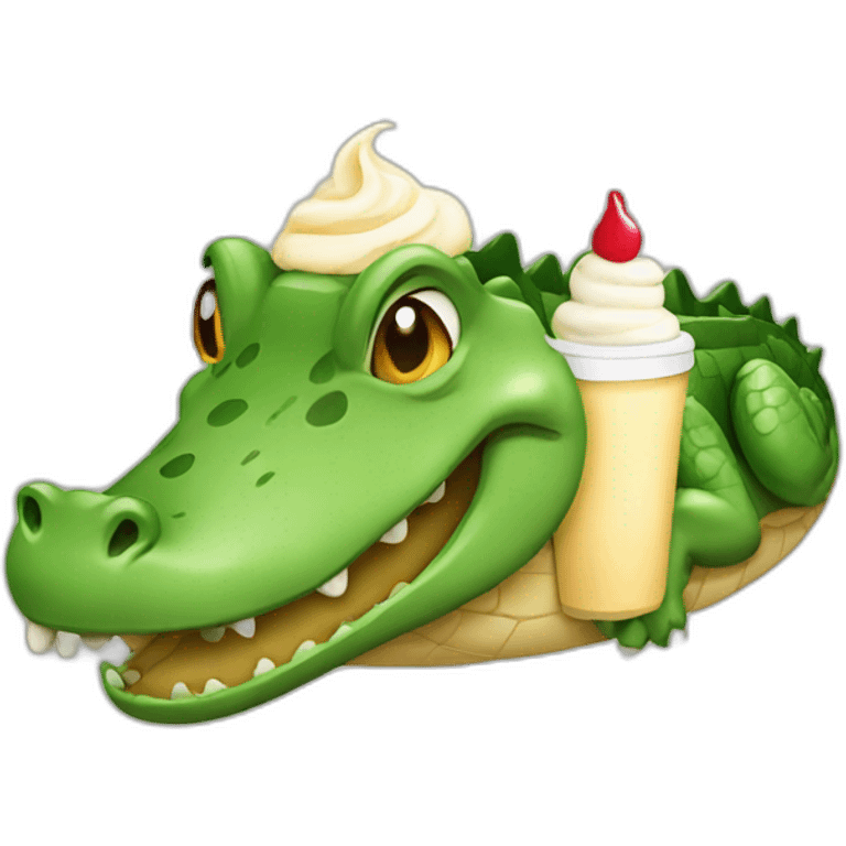 Crocodile holding a cream emoji