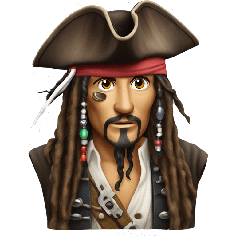 photorealistic jack sparrow looks binoculars emoji