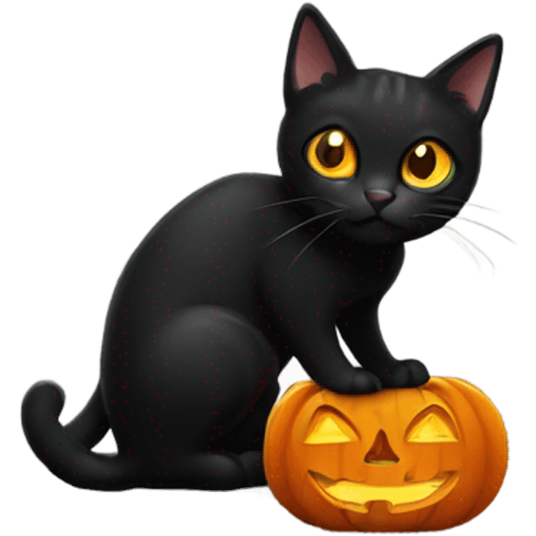 black cat in a jack-o’-lantern  emoji