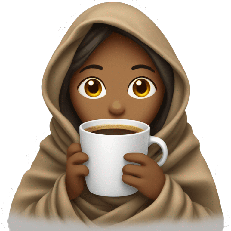 girl inside a blanket sipping coffee eyes closed emoji