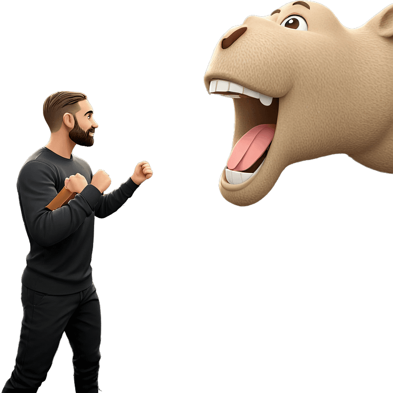 boy with beard outdoors smiling emoji