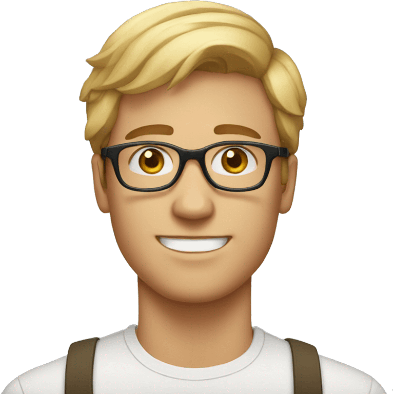 Handsome white man with glasses around 16 years of age. emoji