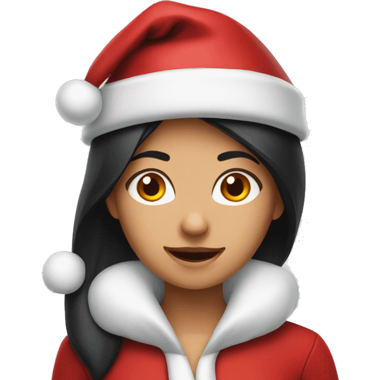 Black haired Santa hat girl  emoji