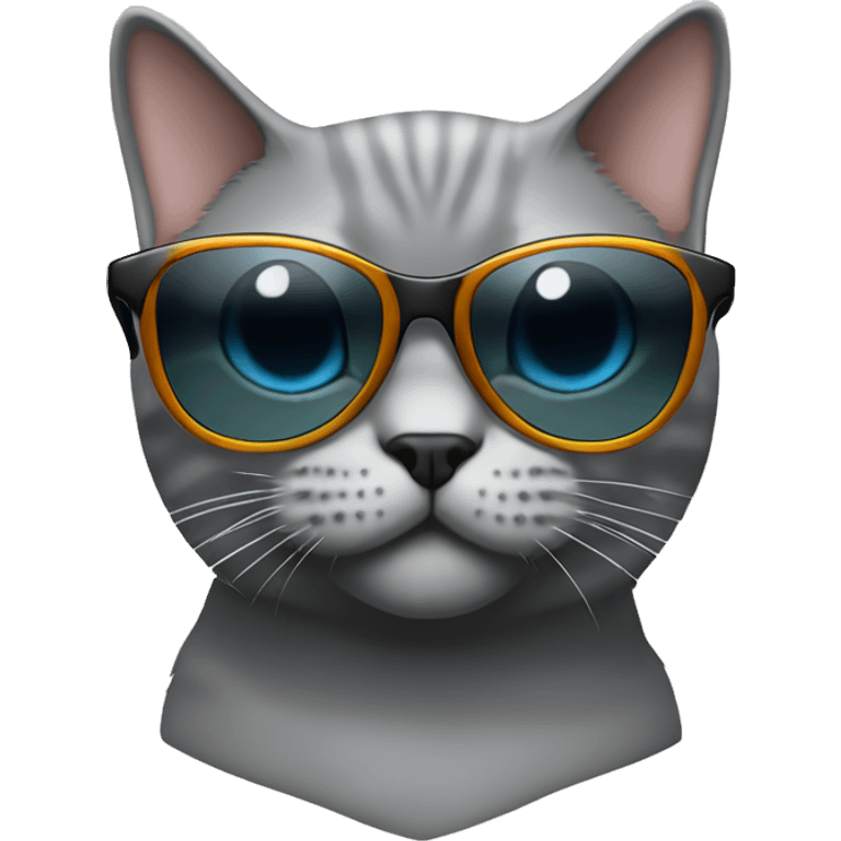 british short hair cat gray with sunglasses emoji