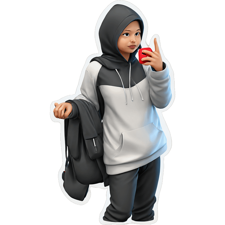 girl in hooded pants outfit emoji