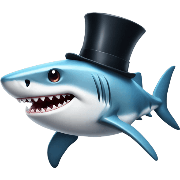 Shark with a top hat emoji