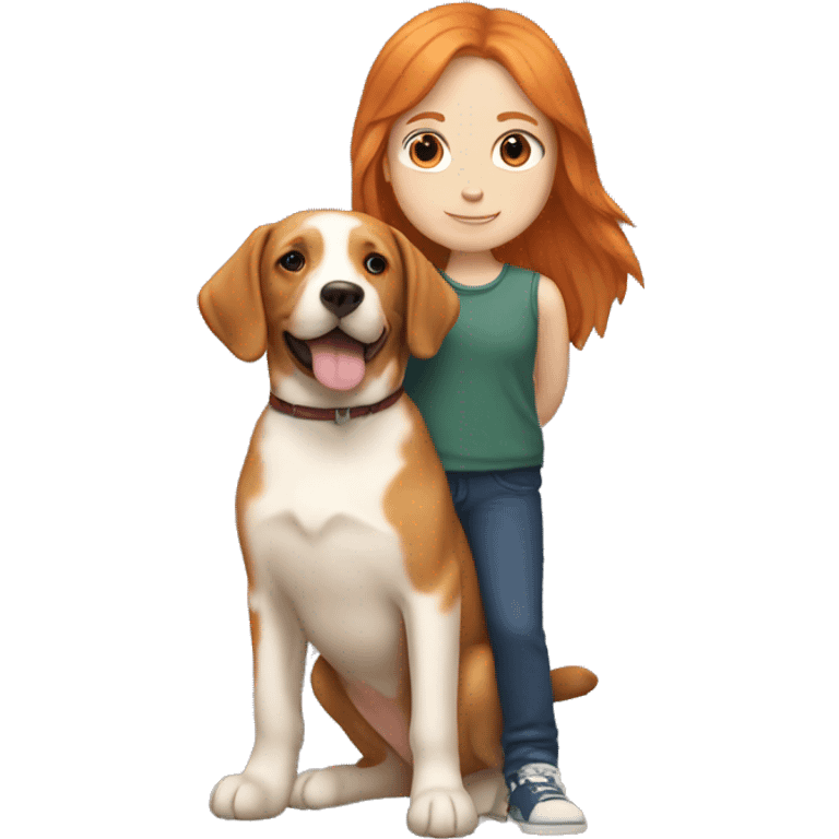 Ginger girl holding a Labrador  emoji