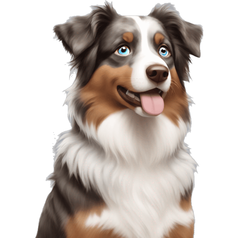 australian shepherd with a brown and a blue eye emoji