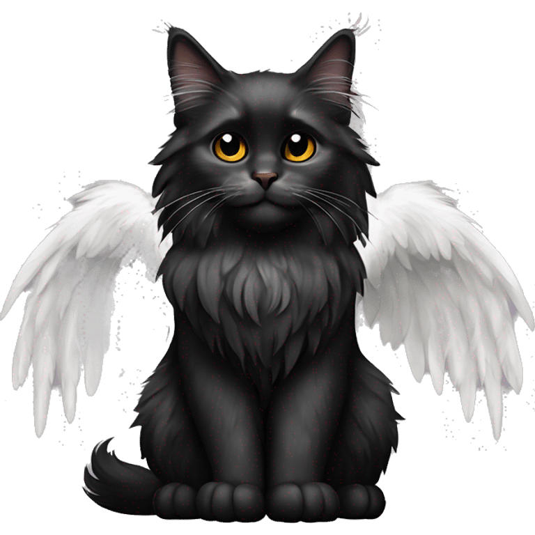 Black Maine coon with  Angel’s wings emoji