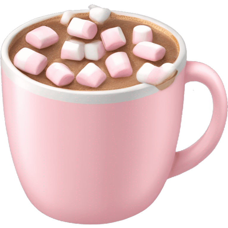 Light Pink mug of hot chocolate with marshmallows  emoji