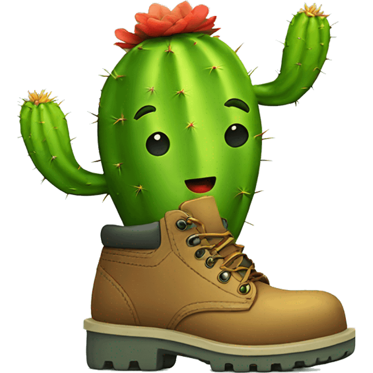 Cactus wearing work boots emoji