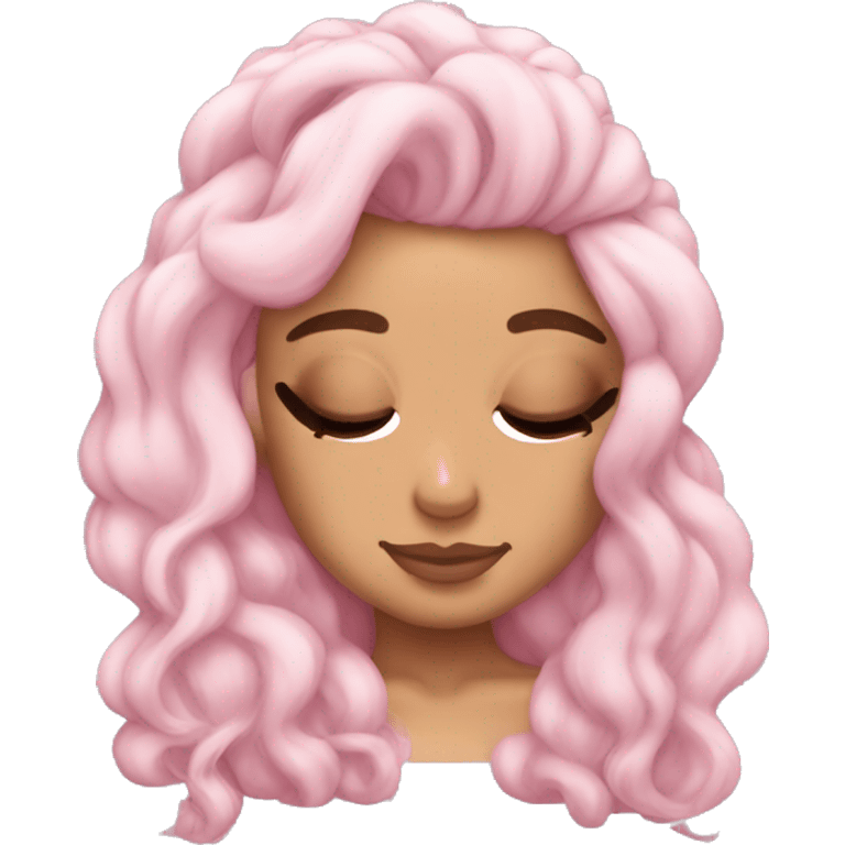 Ariana Grande sleeping light pink hair emoji