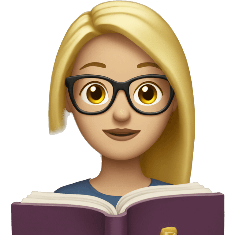 Blonde gal with glasses reading a Bible emoji