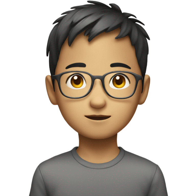 little asian boy with glassrs emoji