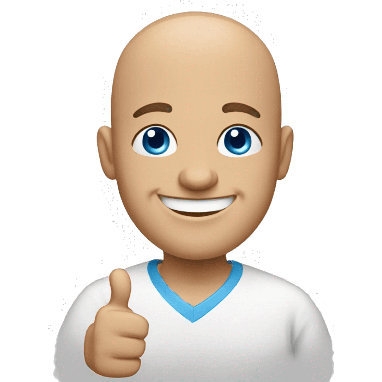 happy bald man blue-eyed giving thumbs-up emoji