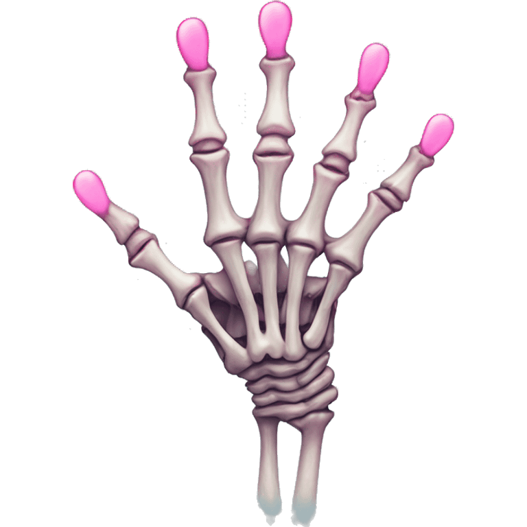 Skeleton hand w pink heart on middle finger emoji