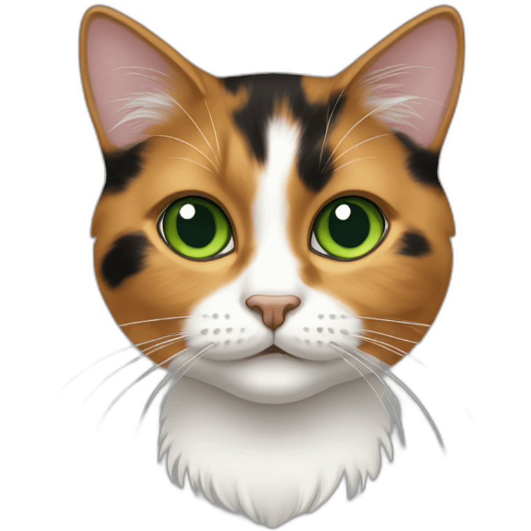 calico cat, green eyes emoji