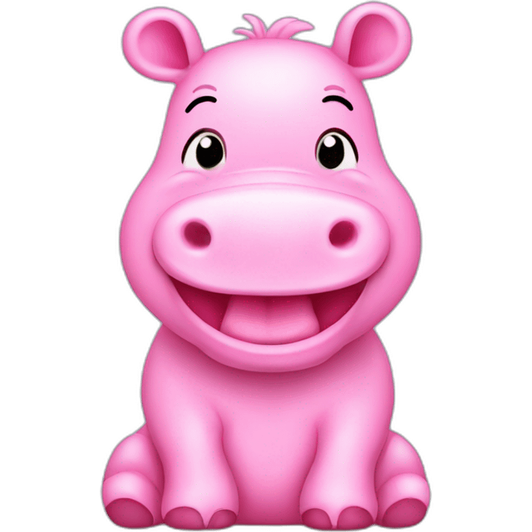 cute pink hippo with a smile emoji