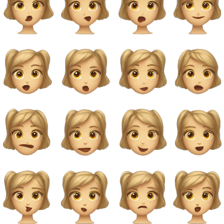 girl's face different emotions emoji