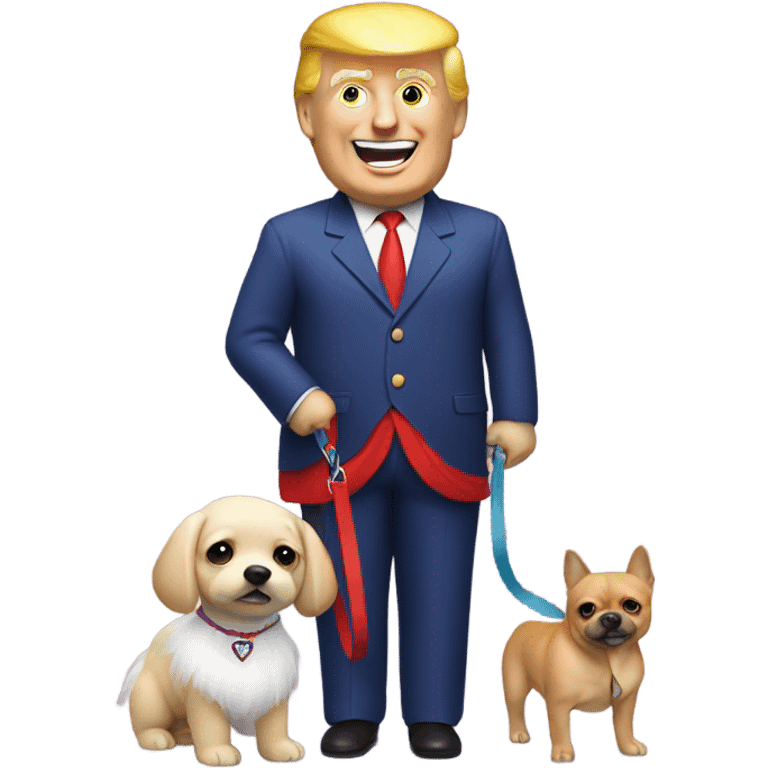 trump in a tutu walking a dog emoji