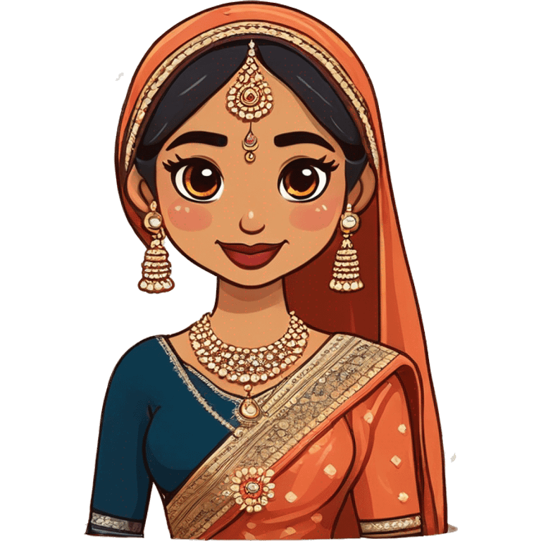 Wedding bride in indian lehenga face color cream emoji