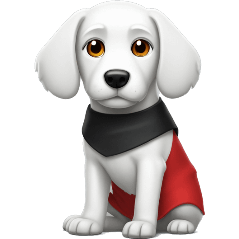 cartoon white dog with black wars and red shirt  emoji