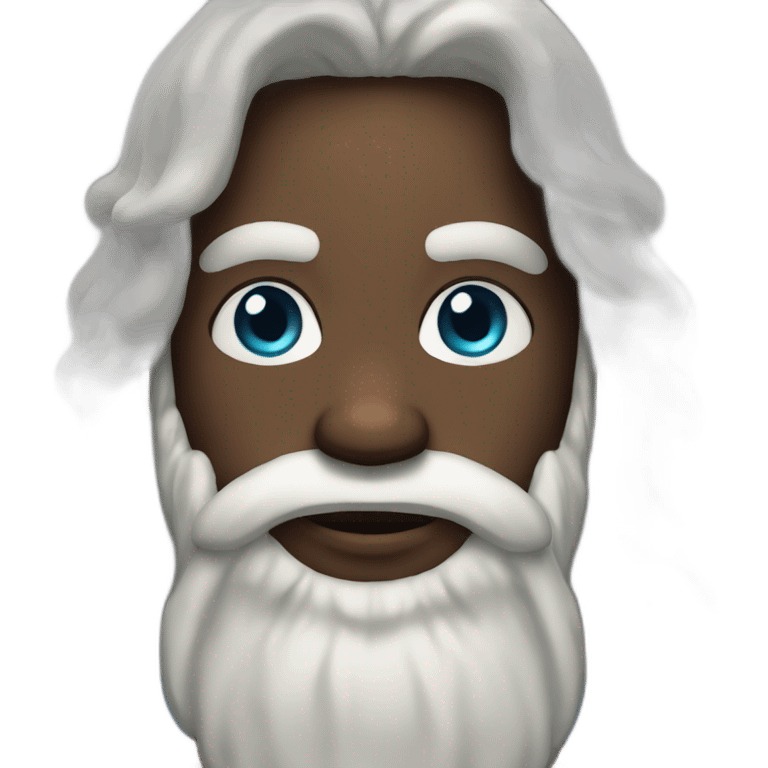 black santa with long hair and blu eyes emoji