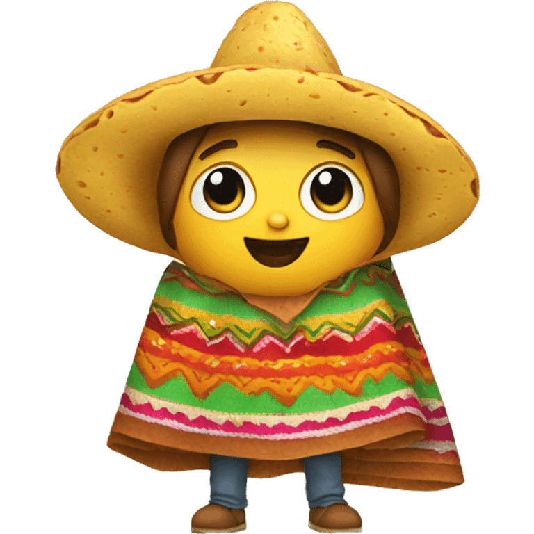 Taco wearing a Mexican poncho emoji