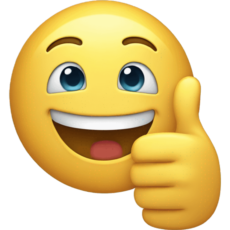 A smiling face with both hands giving a thumbs up. emoji