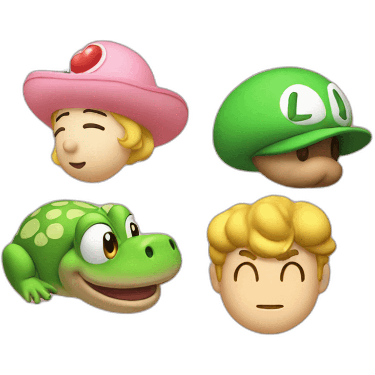 Luigi and Peach And Toad emoji