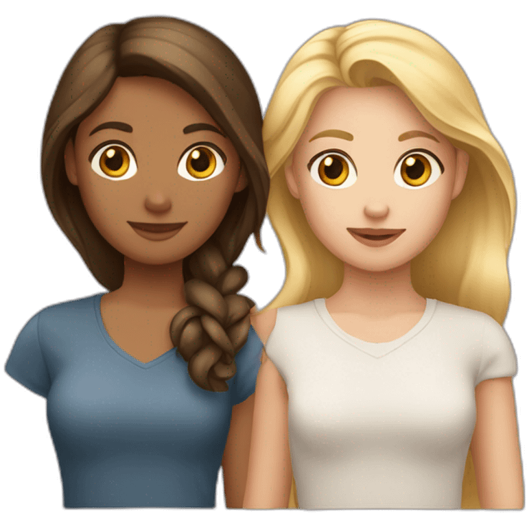 deux filles une fille blonde et fille brune emoji