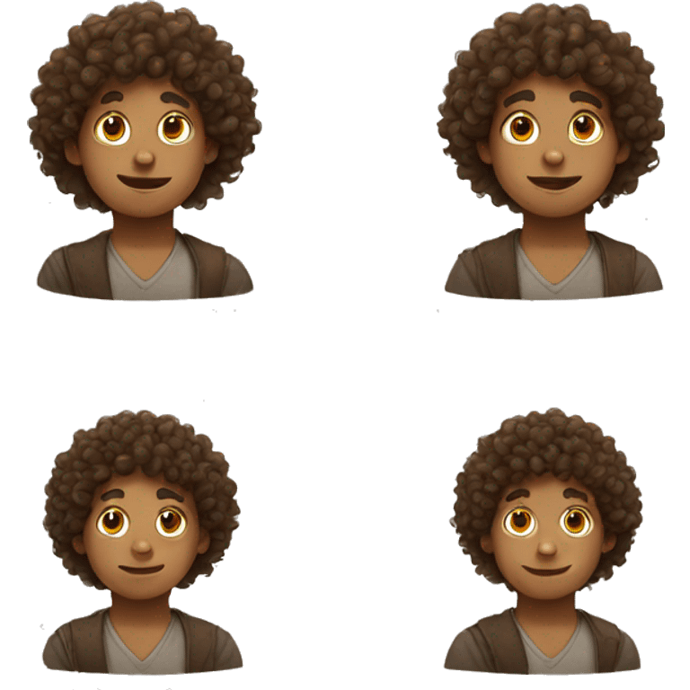 Curly haired brown kid emoji