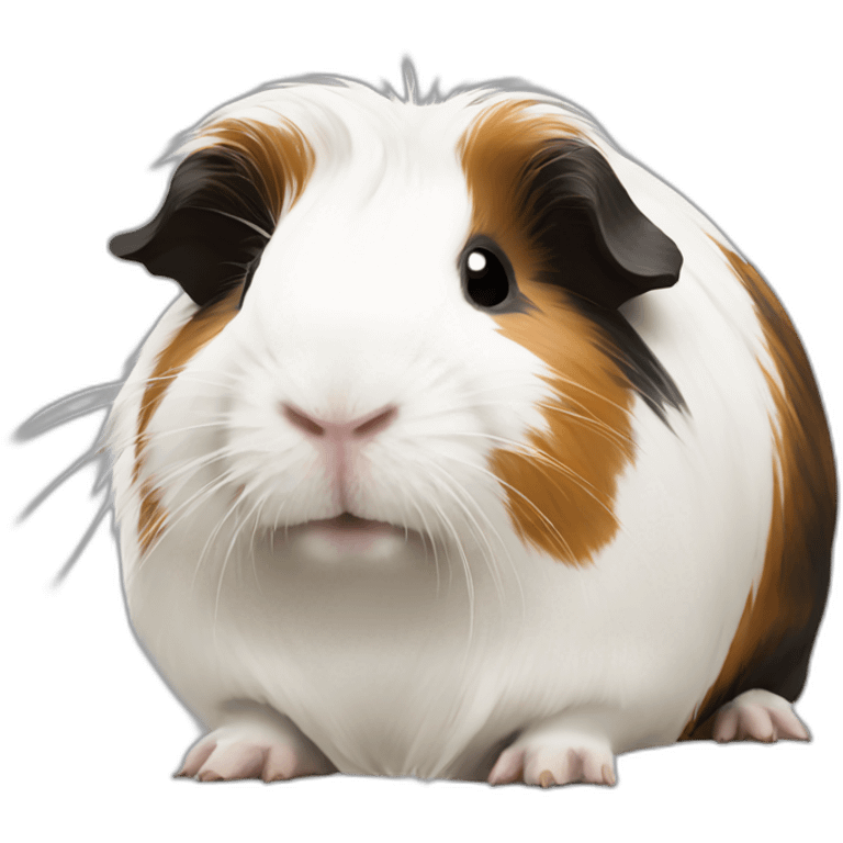 White long hair Guinea pig with large black and brown spots emoji