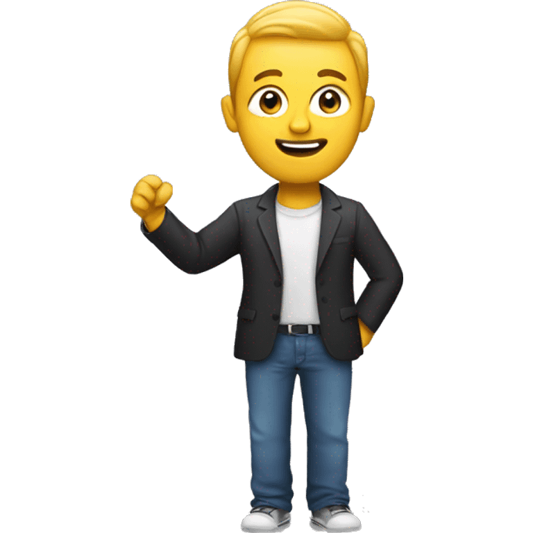 create me emoji of a man holding the wattsap logo emoji