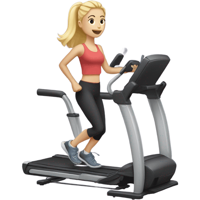 Blonde girl on stair master  emoji