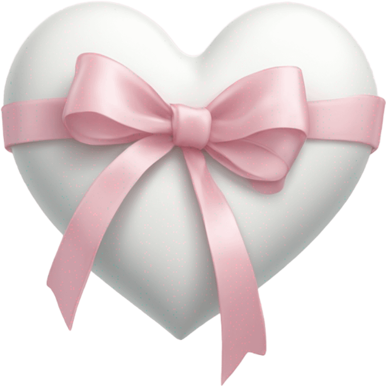 White heart with pink pastel ribbon emoji