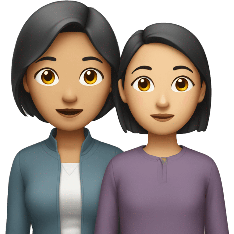 asian mother and mixed daughter emoji