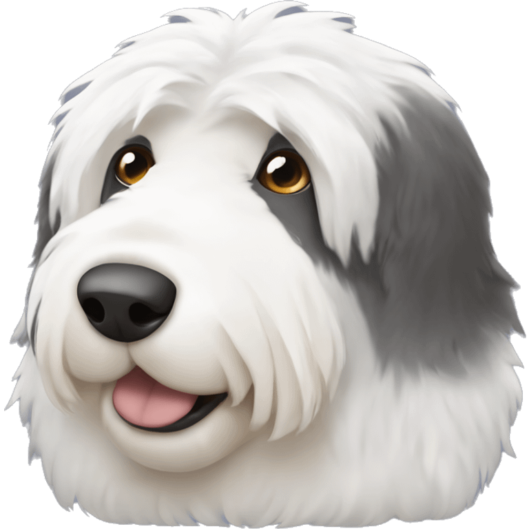 Old English sheepdog with one blue eye and one brown eye emoji